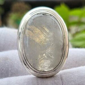 Natural AAA Moonstone Ring, Solid 925 Sterling Silver Ring, 6.5